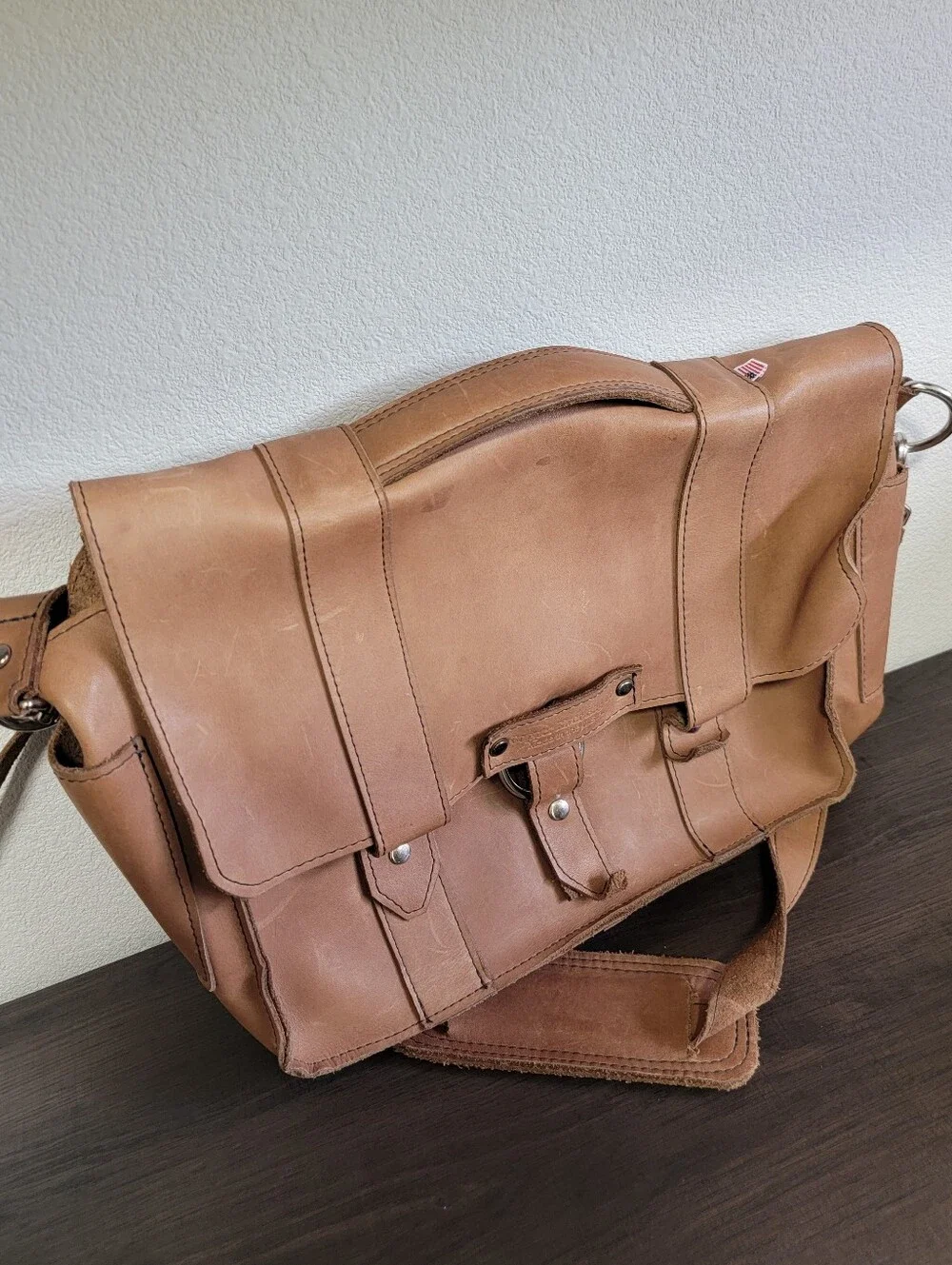 Copper River Co. Brown Leather Harness Crossbody Messenger Rustic Rugged Travel